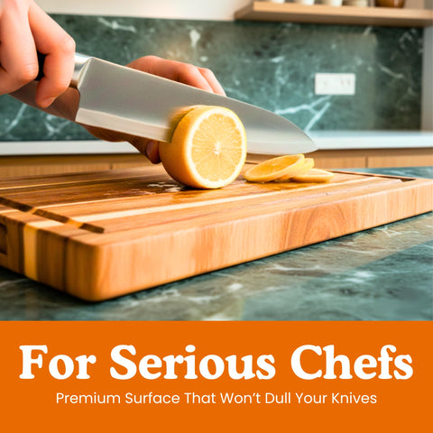 Ziruma natural finish avoids mineral oil for a clean, chemical-free kitchen surface.