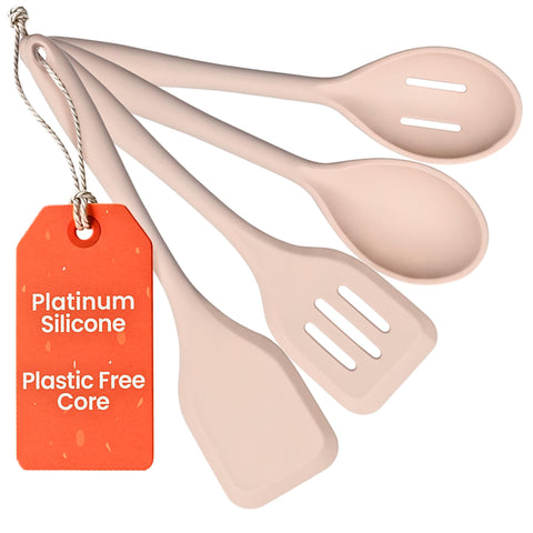 Ziruma non-toxic platinum silicone utensil set with four tools for everyday cooking.