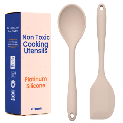 Ziruma spatula from the non-toxic platinum silicone set, ideal for safe non-stick cooking.