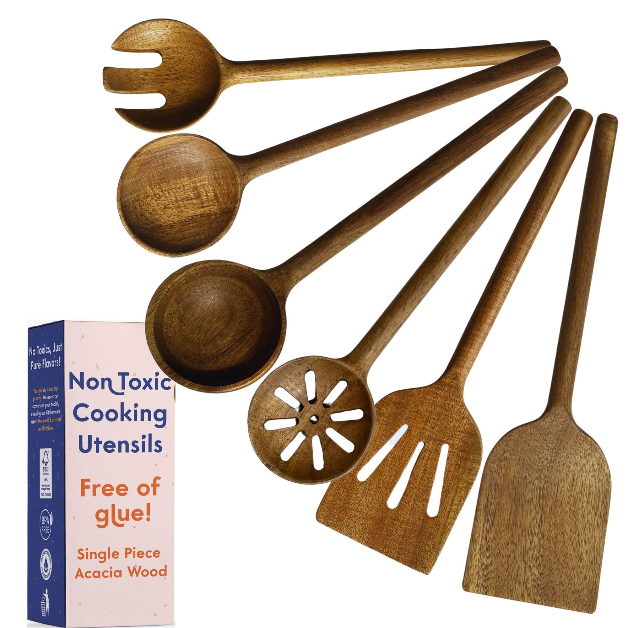 Ziruma non-toxic 6-piece utensils set for safe, glue-free cooking.