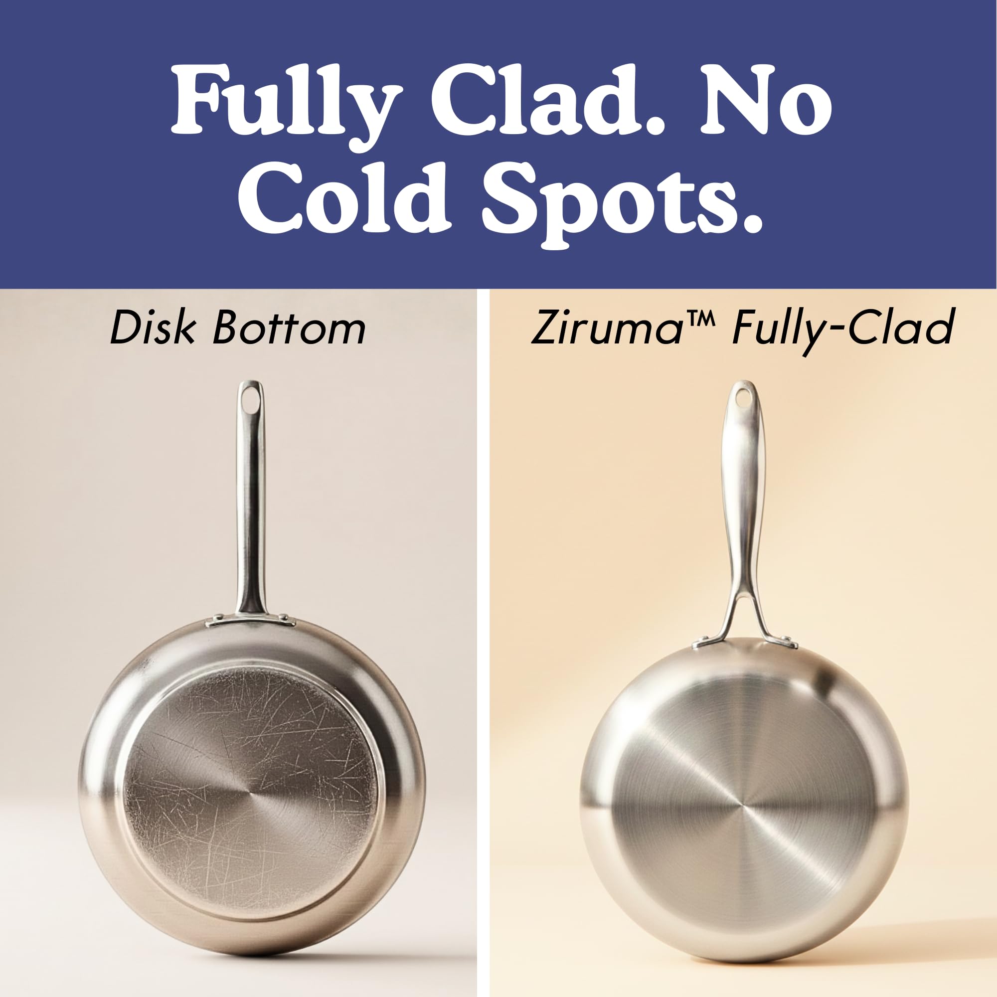 Ziruma pan safely transitioning from stovetop to oven up to 500°F.