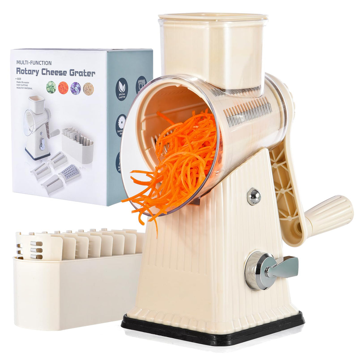 Ziweaye Xilrvna rotary grater handle with comfortable grip for smooth shredding