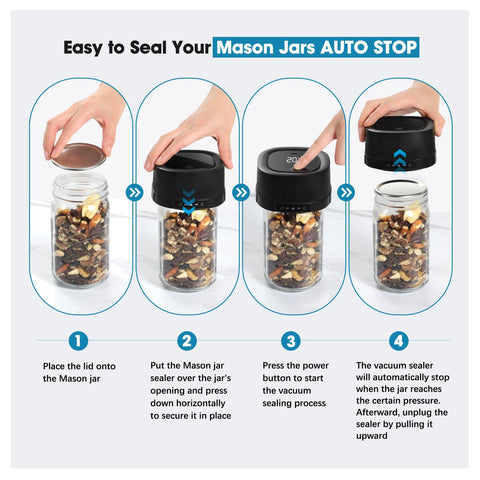 ZIWEO Mason Jar Vacuum Sealer Kit bag suction nozzle enables efficient vacuum sealing of bags