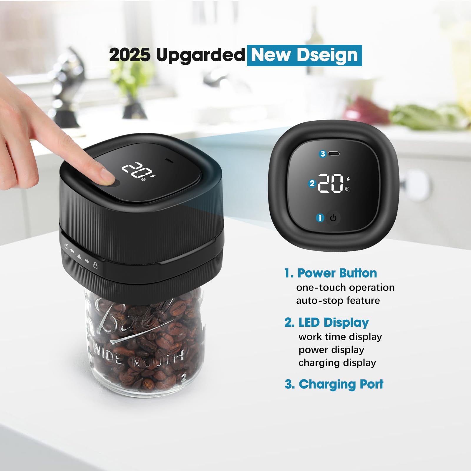 ZIWEO Mason Jar Vacuum Sealer Kit compact desktop design saves counter space in kitchens