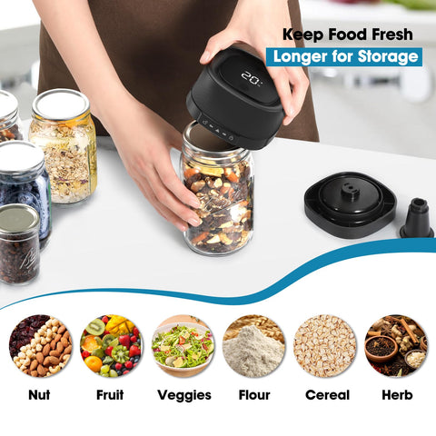 ZIWEO Mason Jar Vacuum Sealer Kit wide-mouth in use demonstrates versatile sealing for large jars