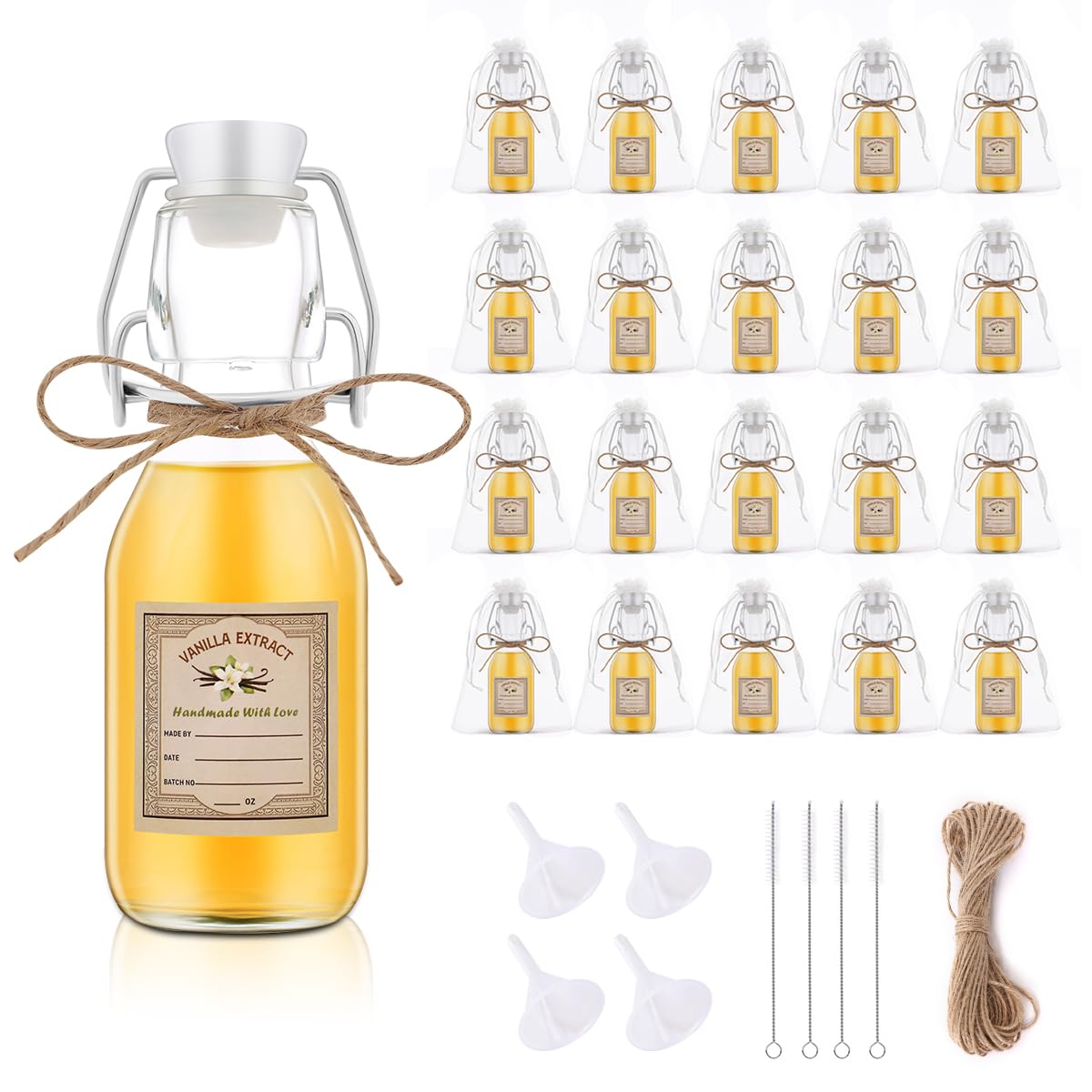 zjdbset 20pcs swing-top bottles for vanilla extract with clear visibility