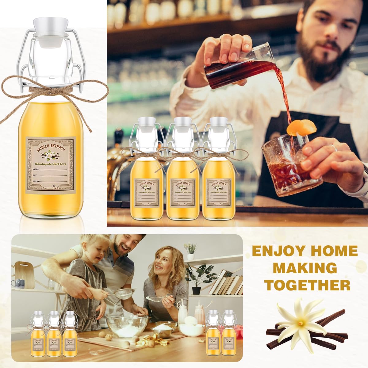 zjdbset versatile glass storage for vanilla, oils, syrups