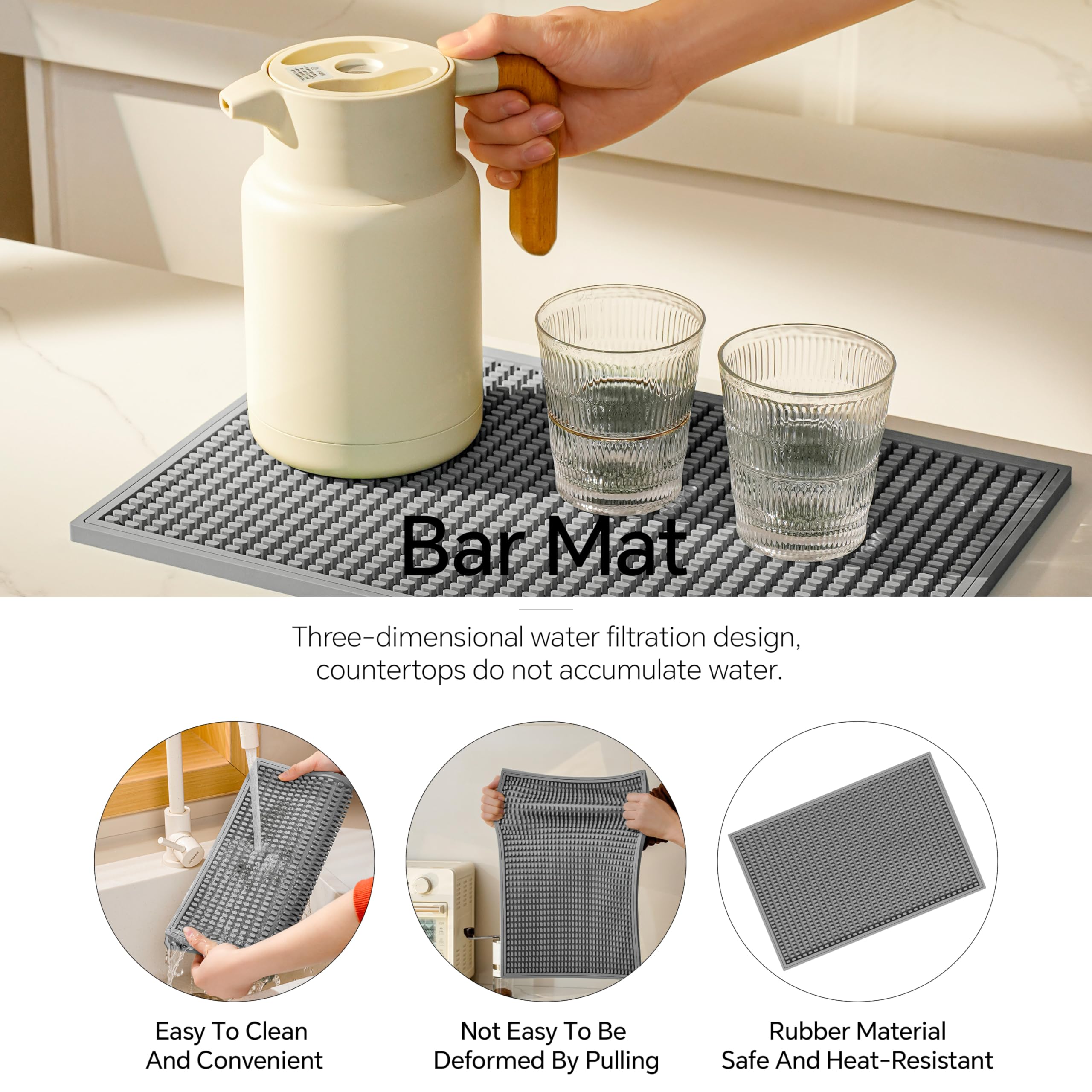 ZJWZLG bar mat doubles as a damp kitchen area protector and drying surface.
