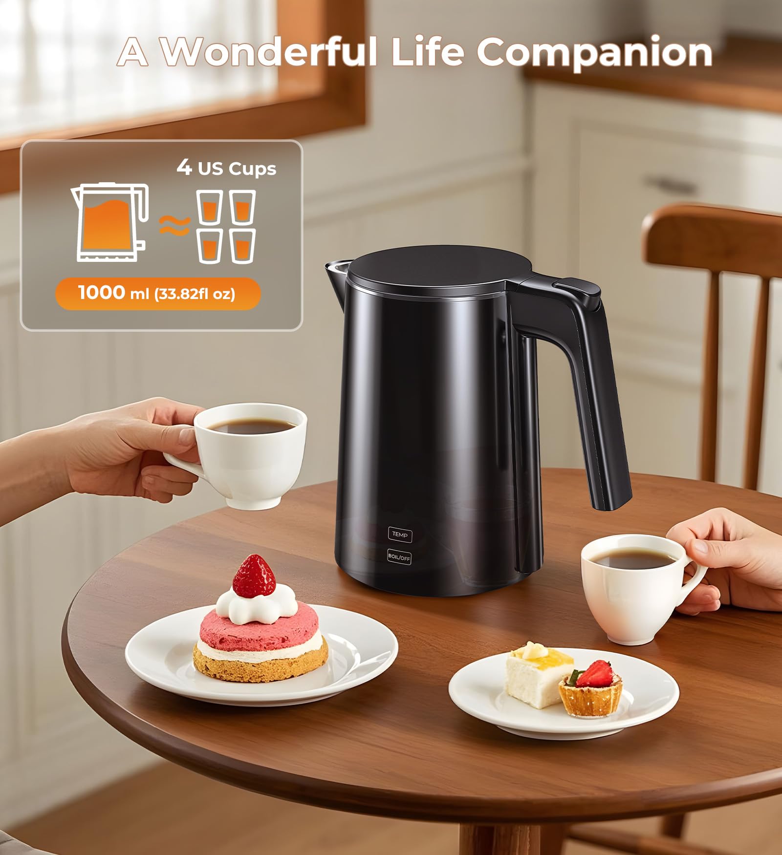 ZKBHOME electric kettle auto-shutoff prevents overheating and saves energy.