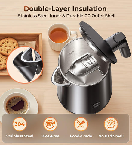ZKBHOME electric kettle boiling water highlighting rapid heat for busy mornings.