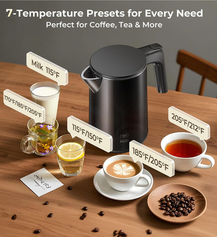 ZKBHOME electric kettle stainless interior ensures durable, safe water heating.