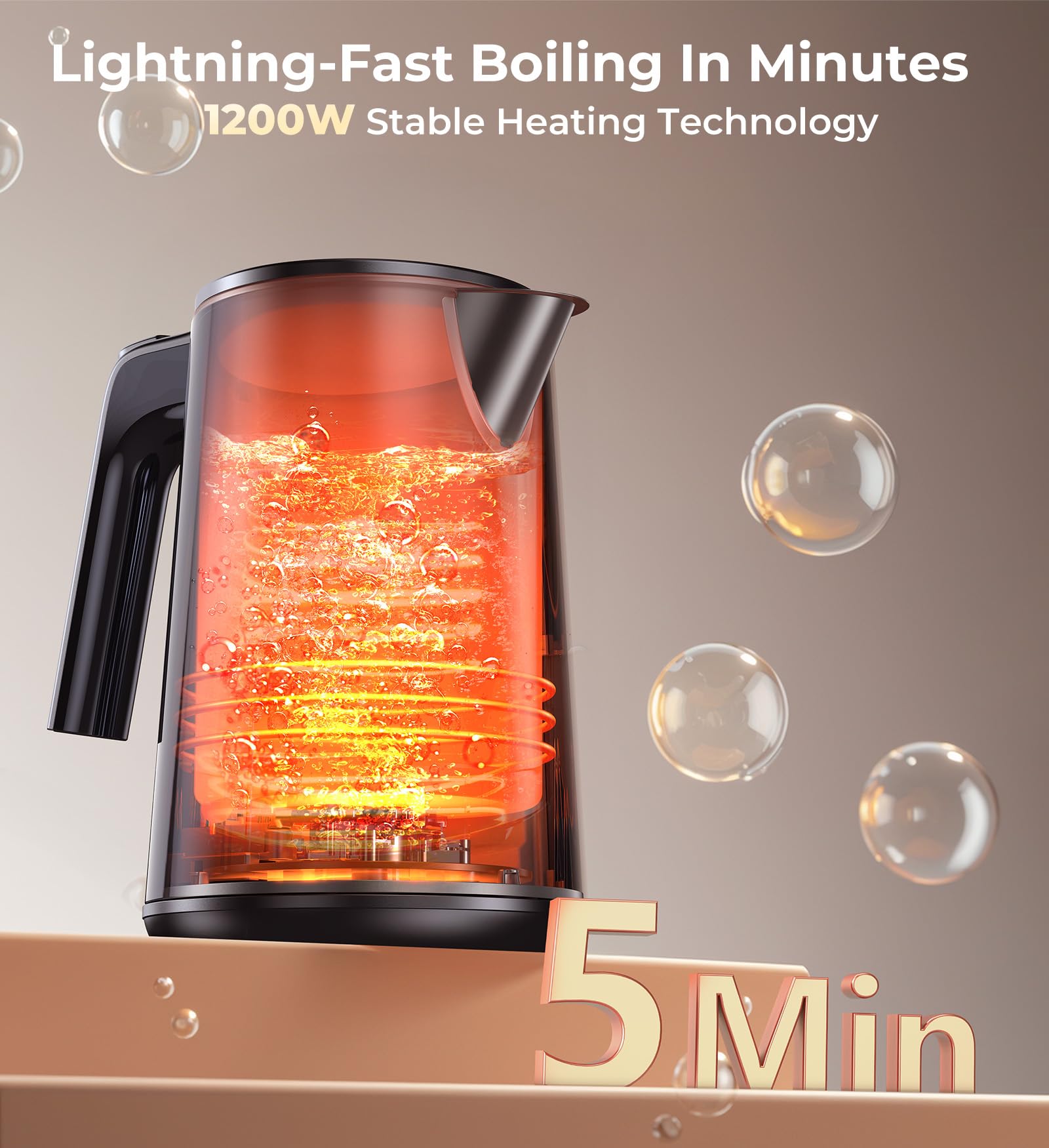 ZKBHOME electric kettle temperature dial showing seven settings for precise brewing.