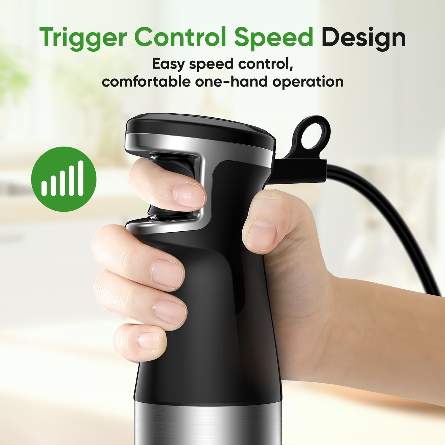 Trigger speed control for precise blending and minimal splatter