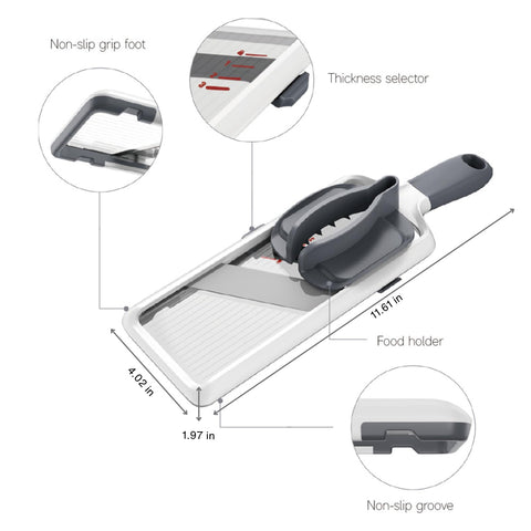 ZKIRON mandoline slicer adjustable blades 1, 2, 3 mm for versatile slicing.