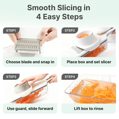 ZKIRON Mandoline Slicer compact storage keeps blades nested neatly