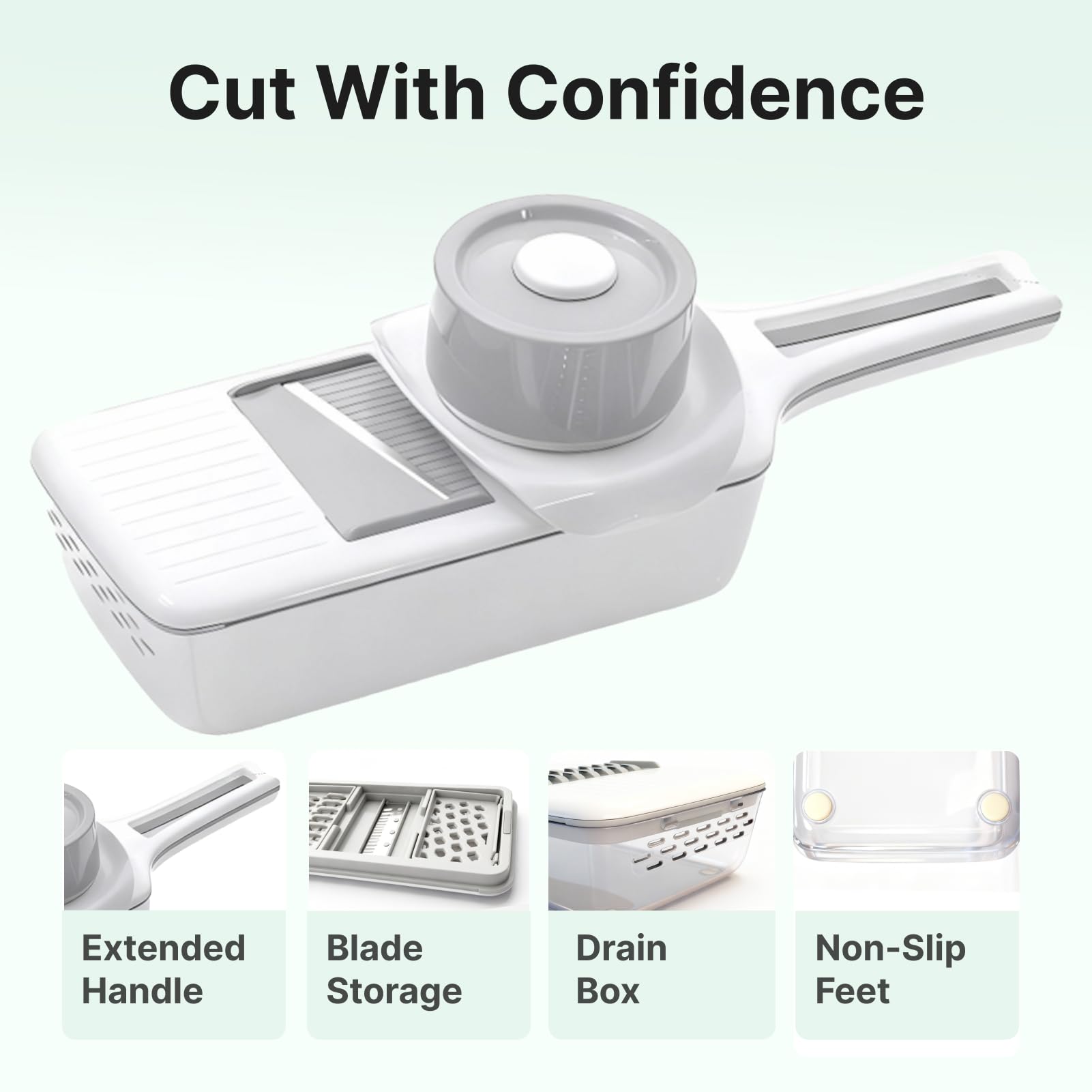 ZKIRON Mandoline Slicer non-slip base keeps it steady during slicing