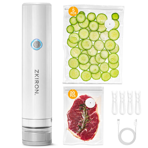 ZKIRON OneTouch handheld sealer in action for fast, fresh meal sealing.