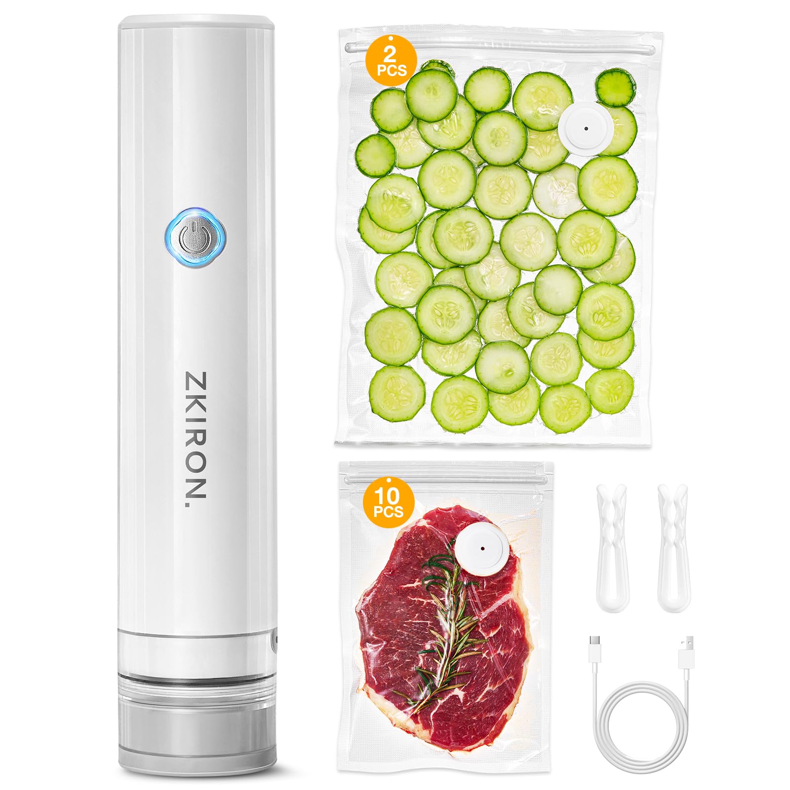 ZKIRON OneTouch vacuum sealer compact size saves space while preserving freshness.