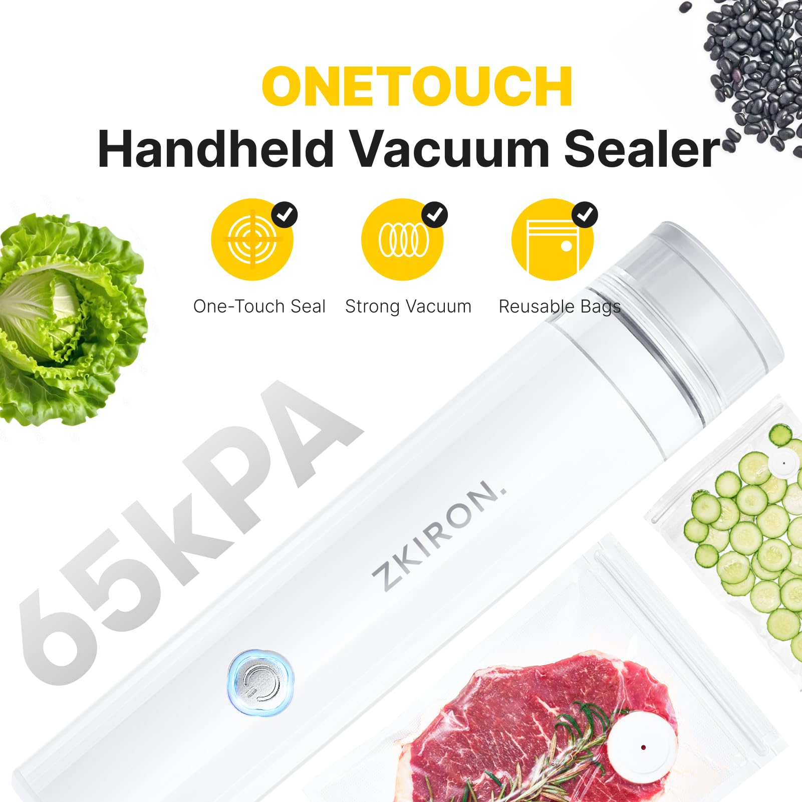 ZKIRON OneTouch detachable suction head shows easy liquid monitoring for cleaner seals.