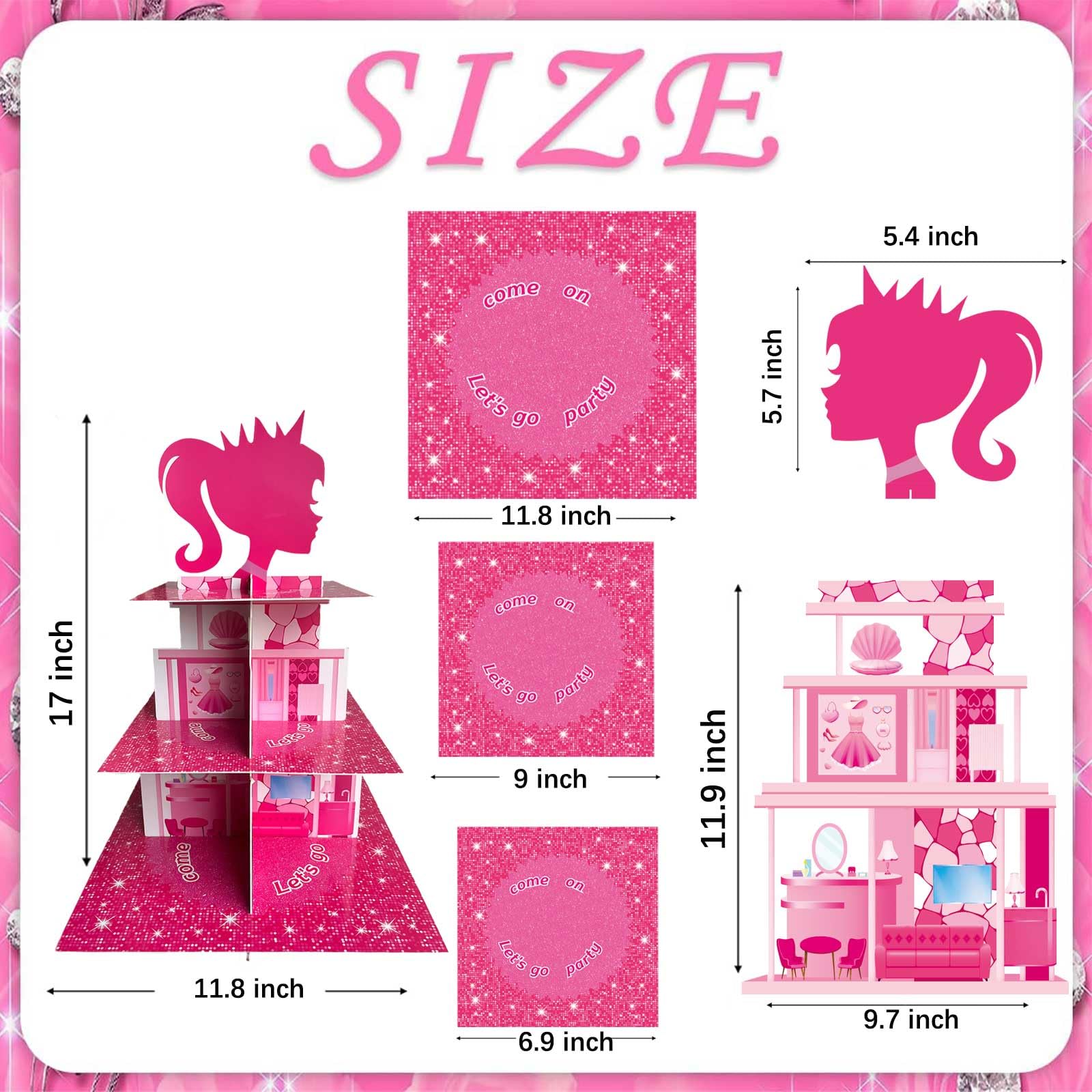 Zliisang Pink Princess Cupcake Stand, top view showing vibrant patterns for stylish tables.