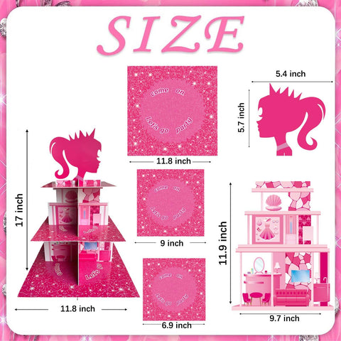Zliisang Pink Princess Cupcake Stand, top view showing vibrant patterns for stylish tables.