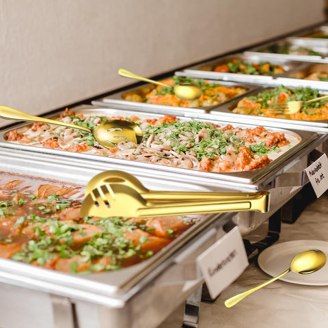 ZLMTZDJD serving tongs six-piece ready for buffet lines