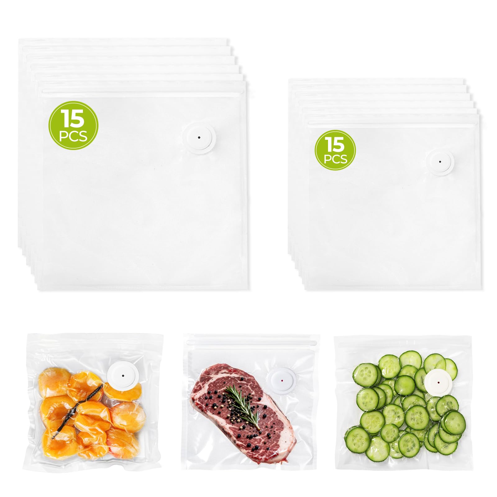 ZLTMYI reusable vacuum bags front view for organized fridge storage and freshness.