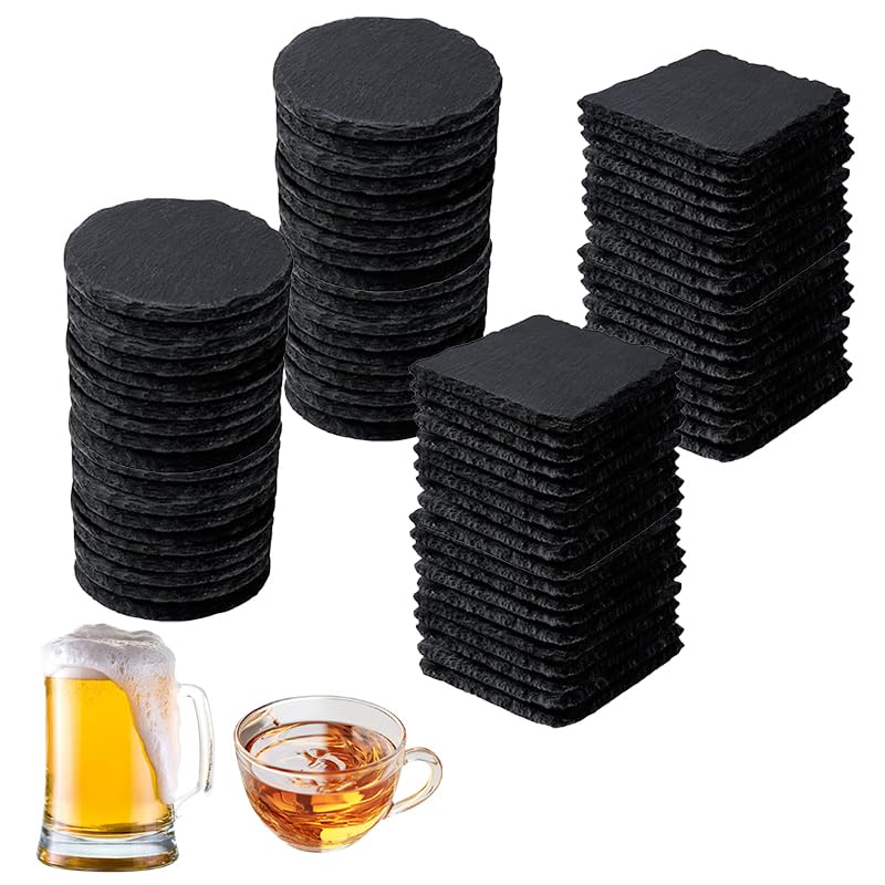 ZLOMD black slate round 4-inch coaster for elegant table protection