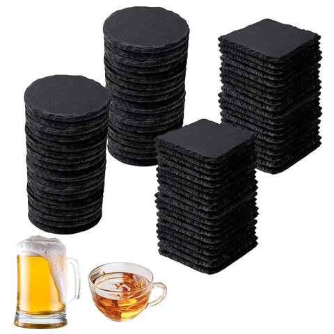 ZLOMD black slate round 4-inch coaster for elegant table protection