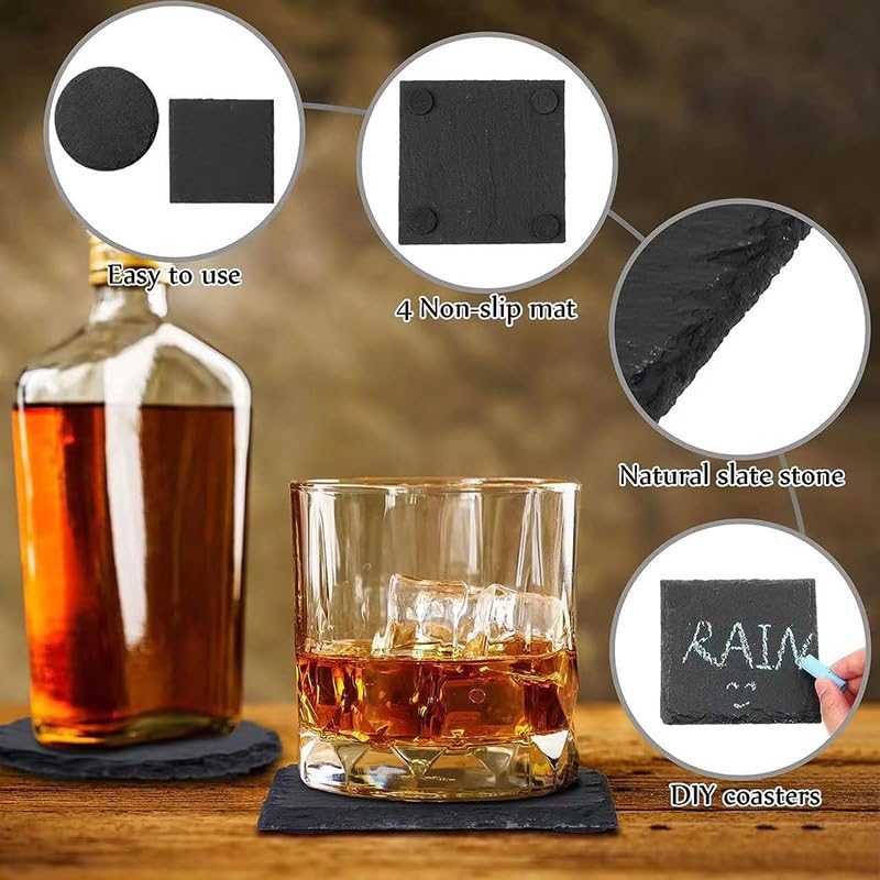 ZLOMD black slate square 4-inch coaster for modern home styling