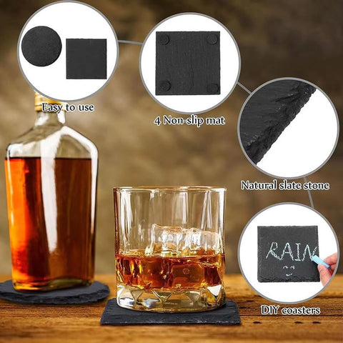 ZLOMD black slate square 4-inch coaster for modern home styling