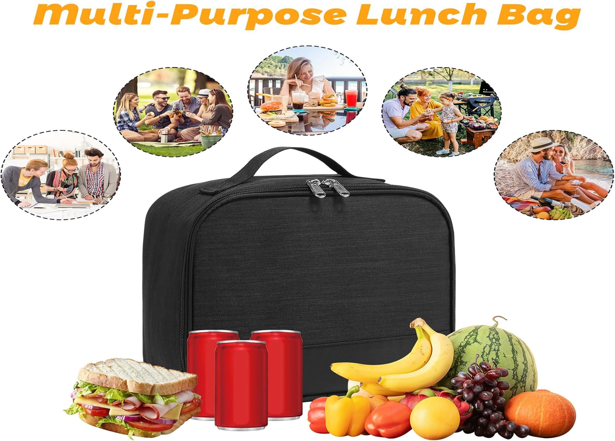 ZM-YOUTOO lunch box black color suitable for office or outdoor use