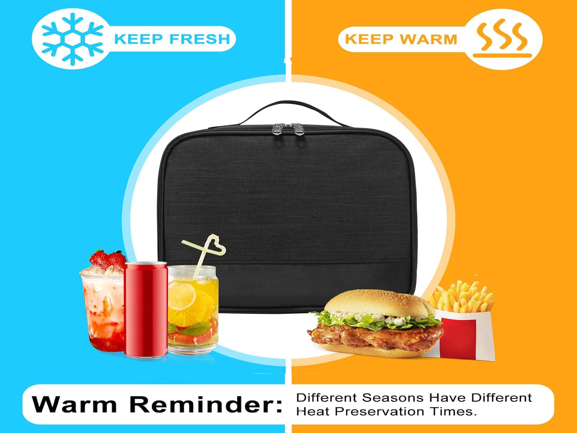 ZM-YOUTOO lunch box measures 8.7x4.5x10.2 inches to fit a full meal