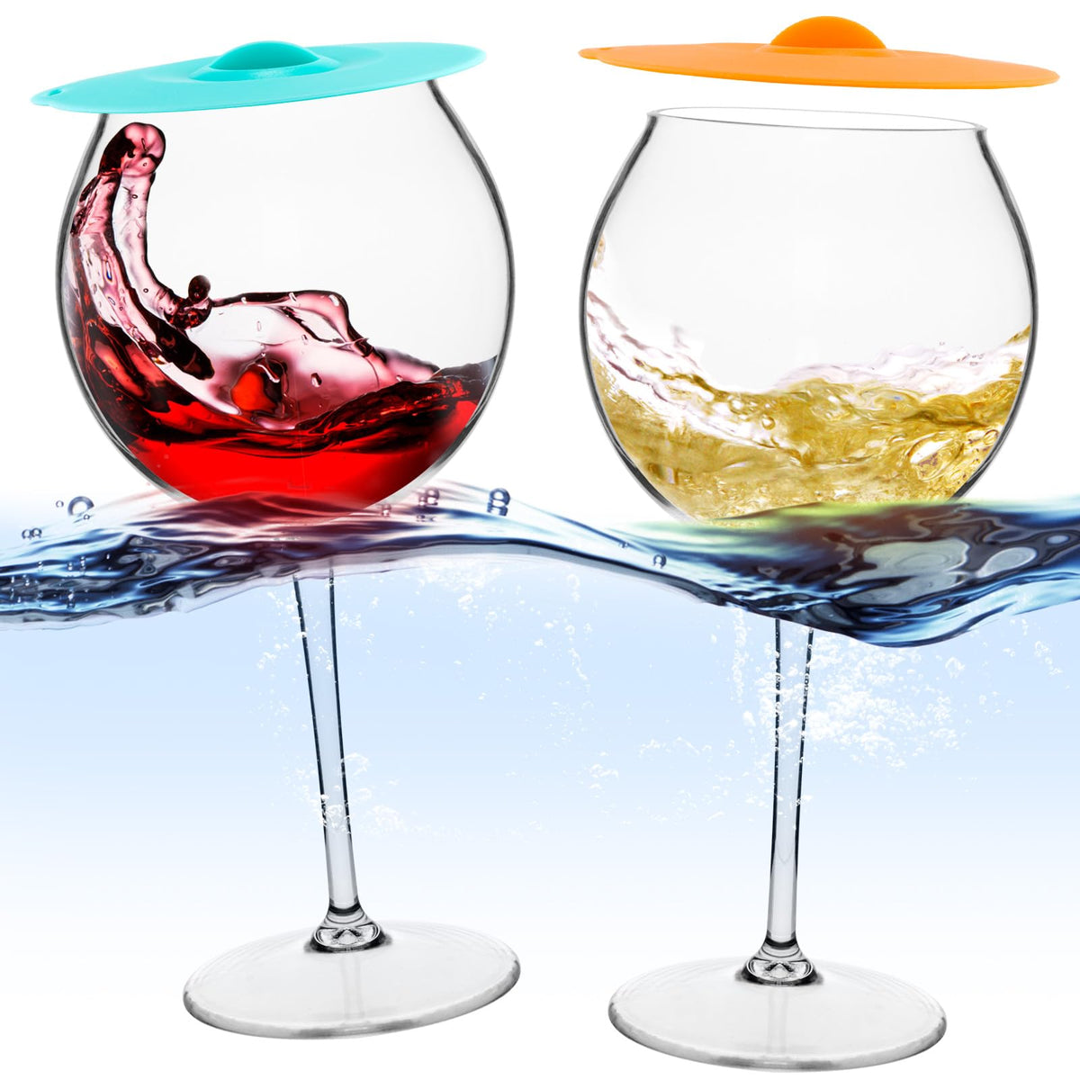 ZMARKRAFT floating wine glasses with pool lid for splash-free sipping by the water