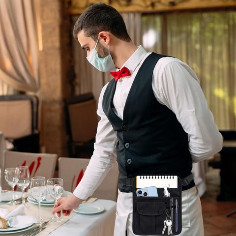 ZMD server waist pouch adapts from 63 cm to 120 cm for versatility.
