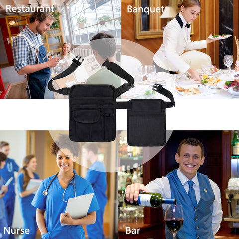 ZMD waitstaff apron supports organized work with multiple pockets.