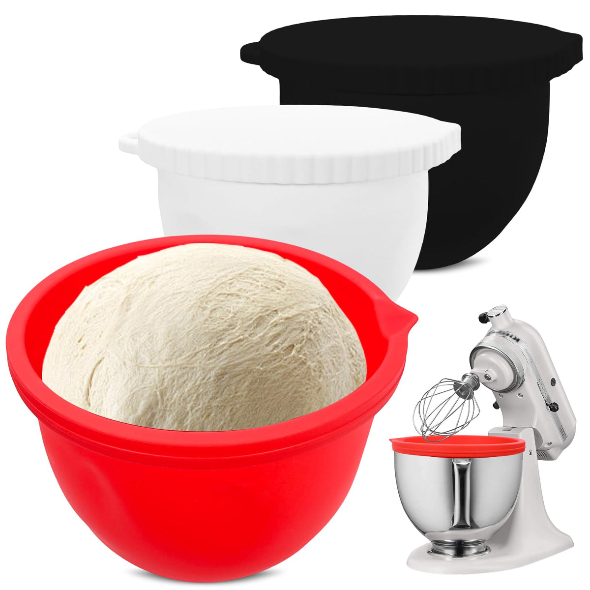 ZMJY red silicone liner in KitchenAid bowl for mess-free mixing