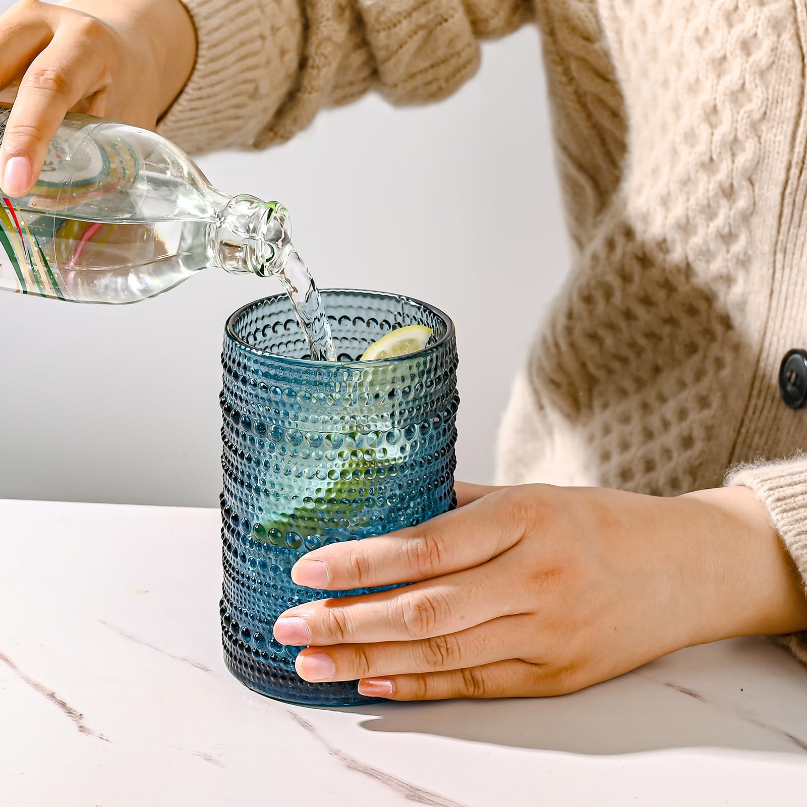 ZMOWIPDL heavy non slip glasses feel sturdy for beer, juice, and mixed drinks.