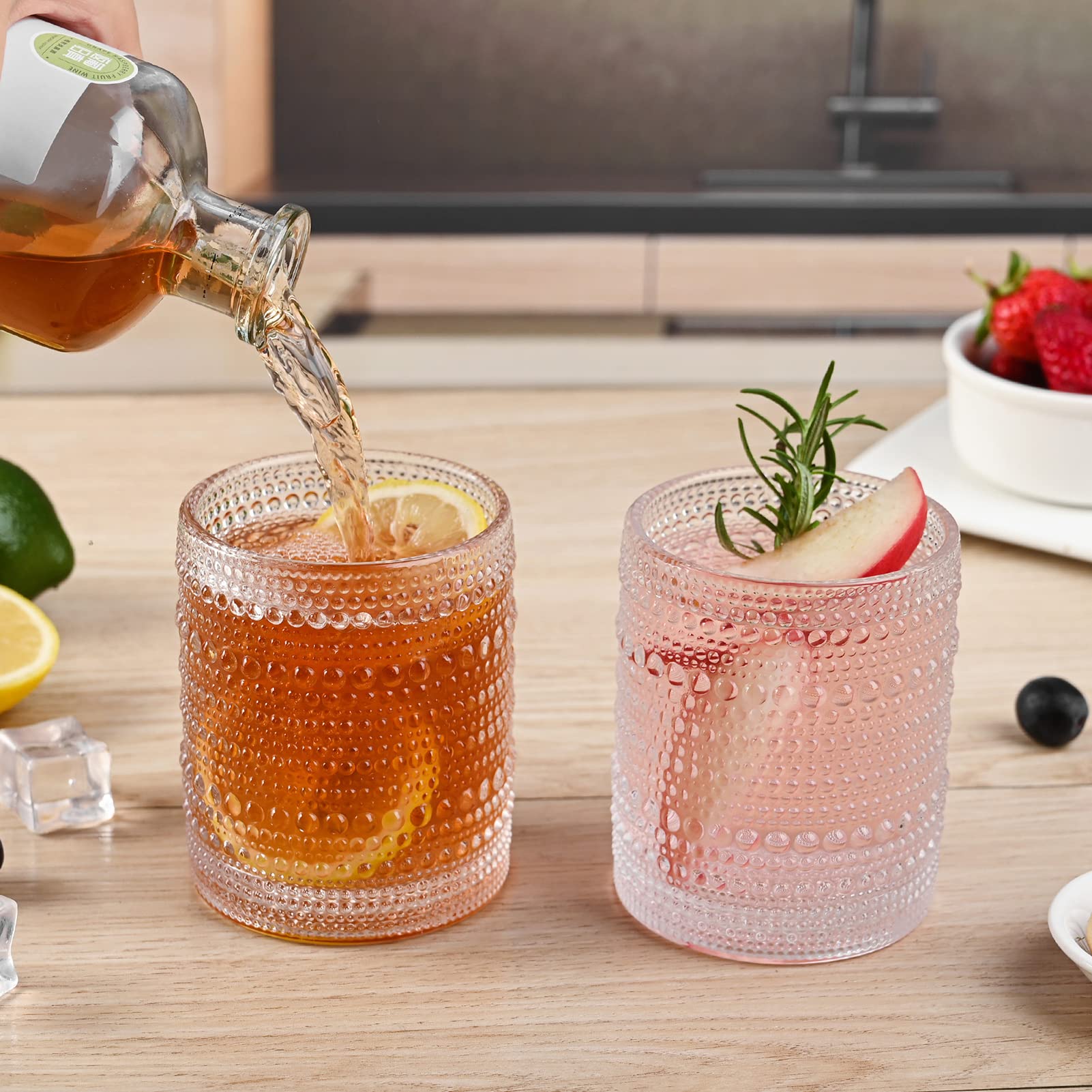 ZMOWIPDL multi-use glassware setup for cocktails and beverages.