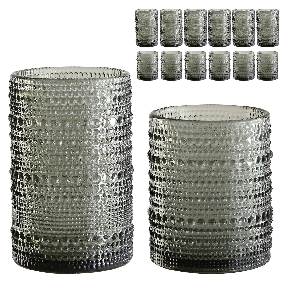 ZMOWIPDL vintage hobnail 12oz glass set for cocktails and water, comfortable grip.