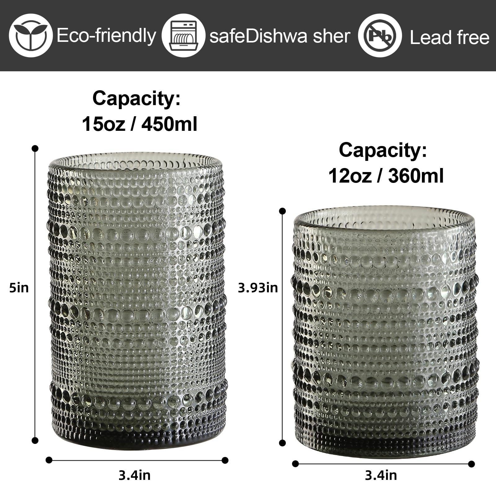 ZMOWIPDL 15oz hobnail glass for beer and mixed drinks, elegant silhouette.