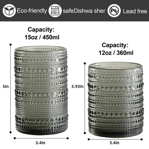 ZMOWIPDL 15oz hobnail glass for beer and mixed drinks, elegant silhouette.