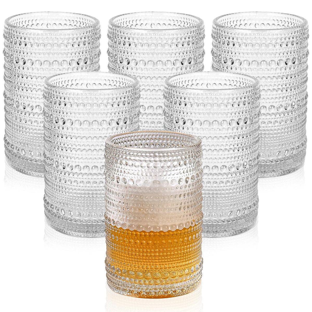 ZMOWIPDL vintage hobnail glass set of six for water and cocktails.