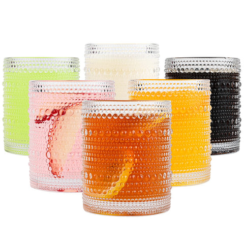ZMOWIPDL vintage hobnail glasses, 12oz capacity, ideal for everyday drinks.