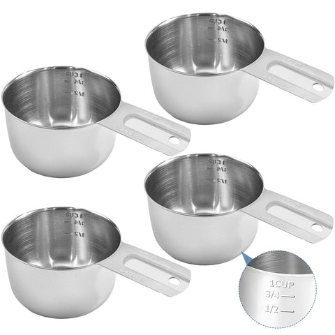 Zmpkhba 4-pack stainless steel measuring cups with handle for easy pouring