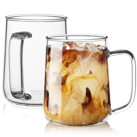 ZMZKKLL 16 oz glass mug with handle for easy gripping and ample servings