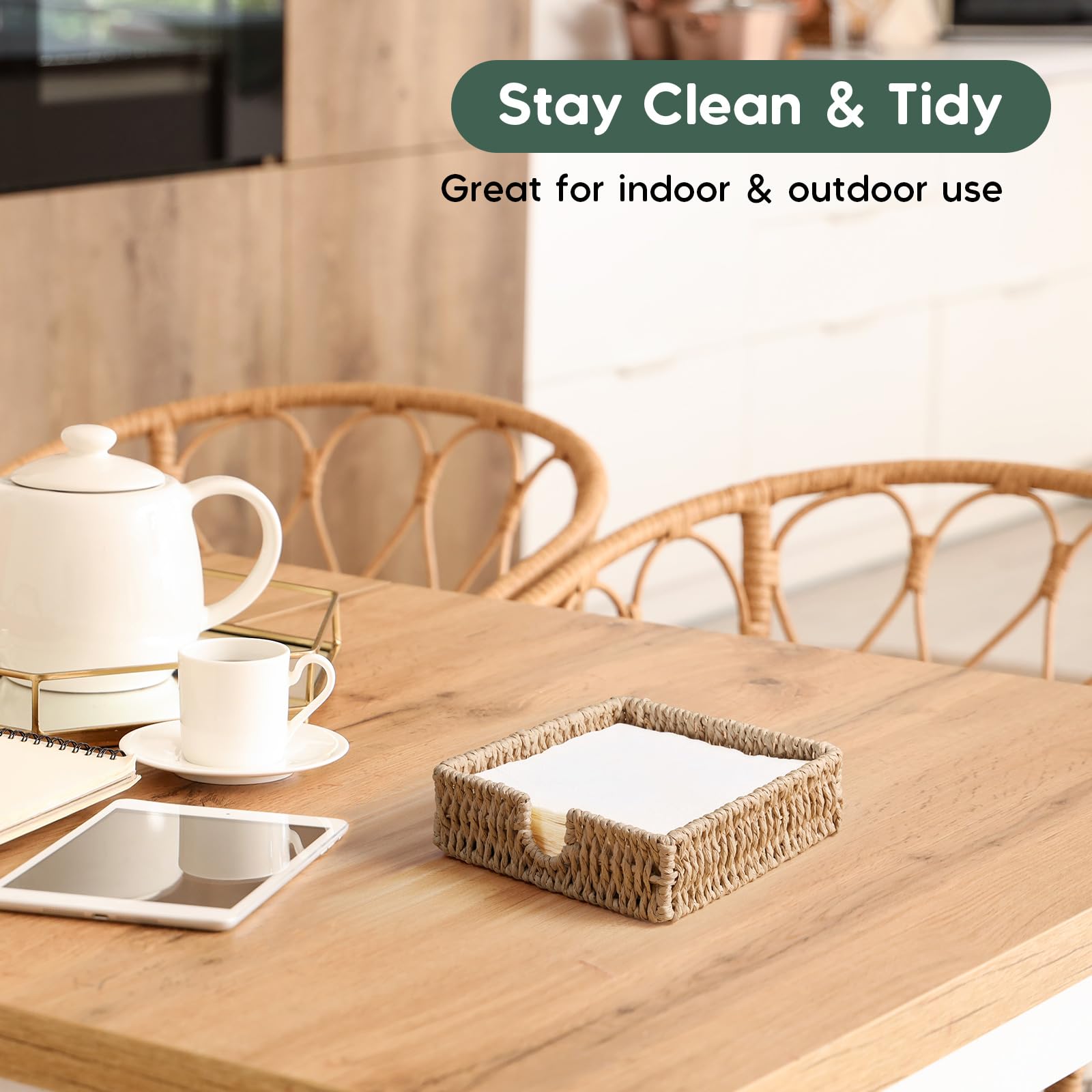 ZMZKKLL square napkin basket keeps napkins tidy and within reach.