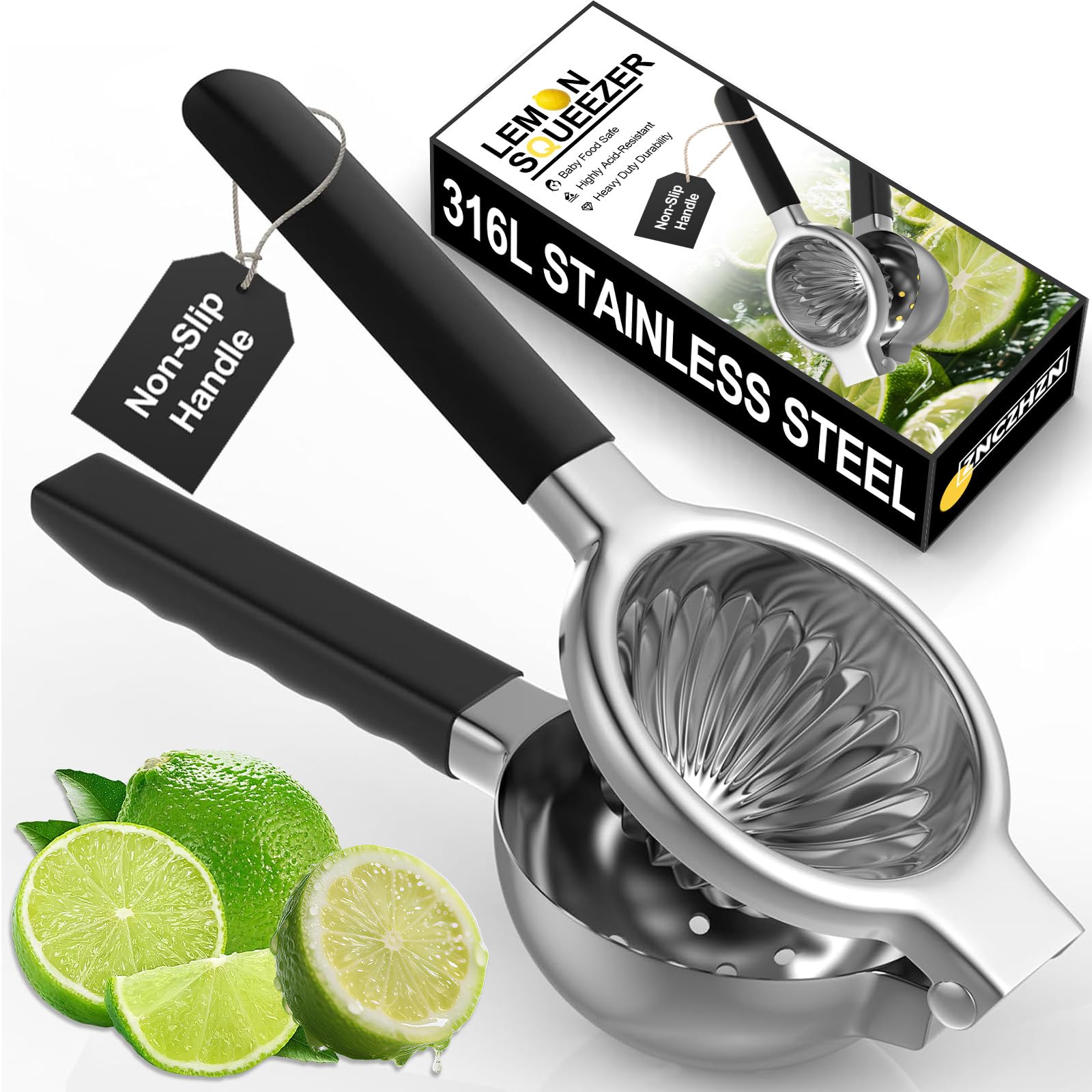 The ZNCZHZN Premium Lemon Squeezer body shows durable 316L steel for long-lasting juice.