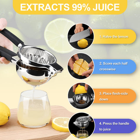 The ZNCZHZN Premium Lemon Squeezer is shown in use with limes for quick juice extraction.