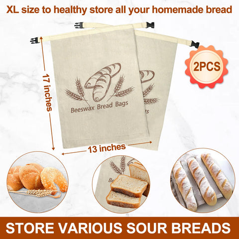 Zndsui cotton linen reusable bread bag for homemade bread and produce